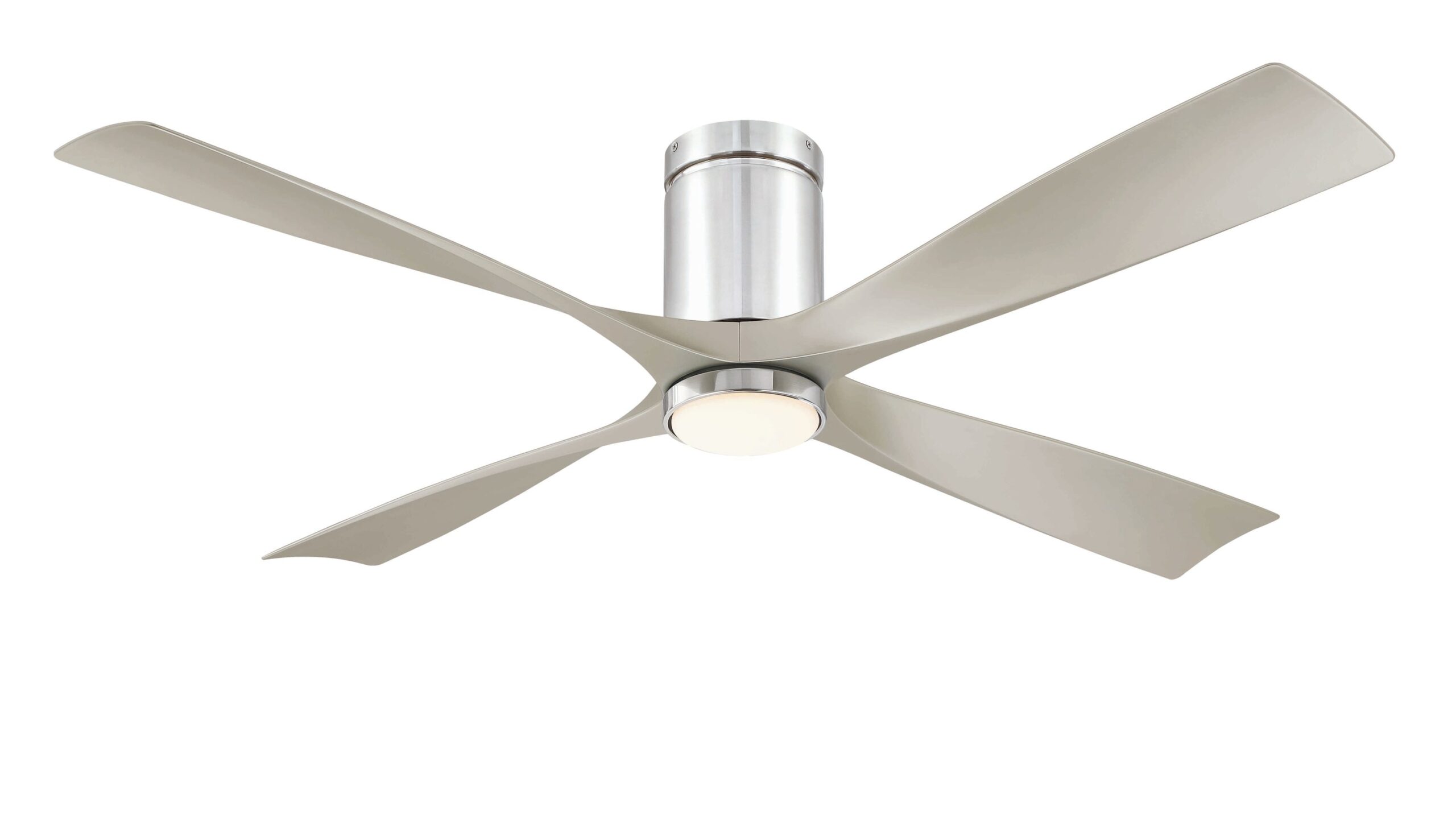 Fanimation Studio Collection AireFlush 52-in Brushed Nickel Color-changing LED Indoor/Outdoor Flush Mount Ceiling Fan with Light Remote (4-Blade)