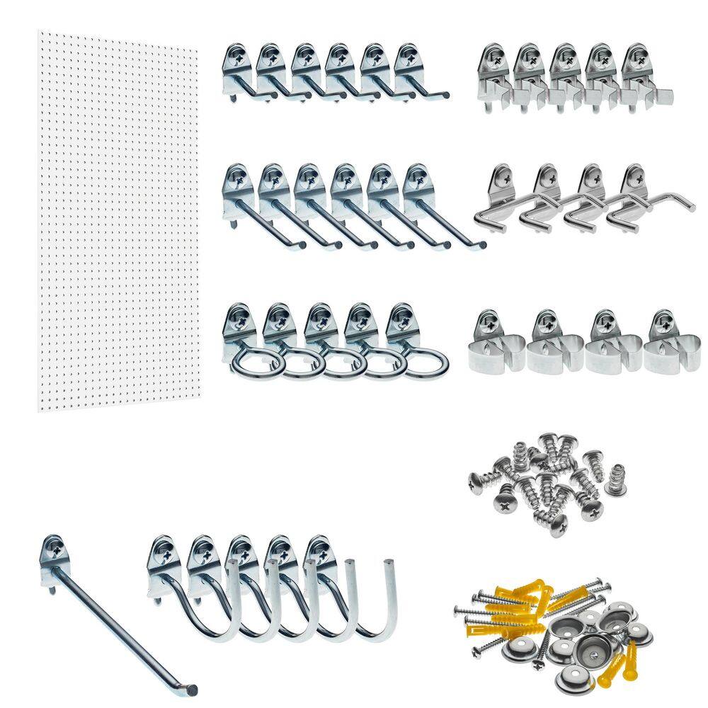 Triton Products DB-36WH-Kit 9/32 in. White Polypropylene Pegboards with Locking Hook Assortment (36-Piece)