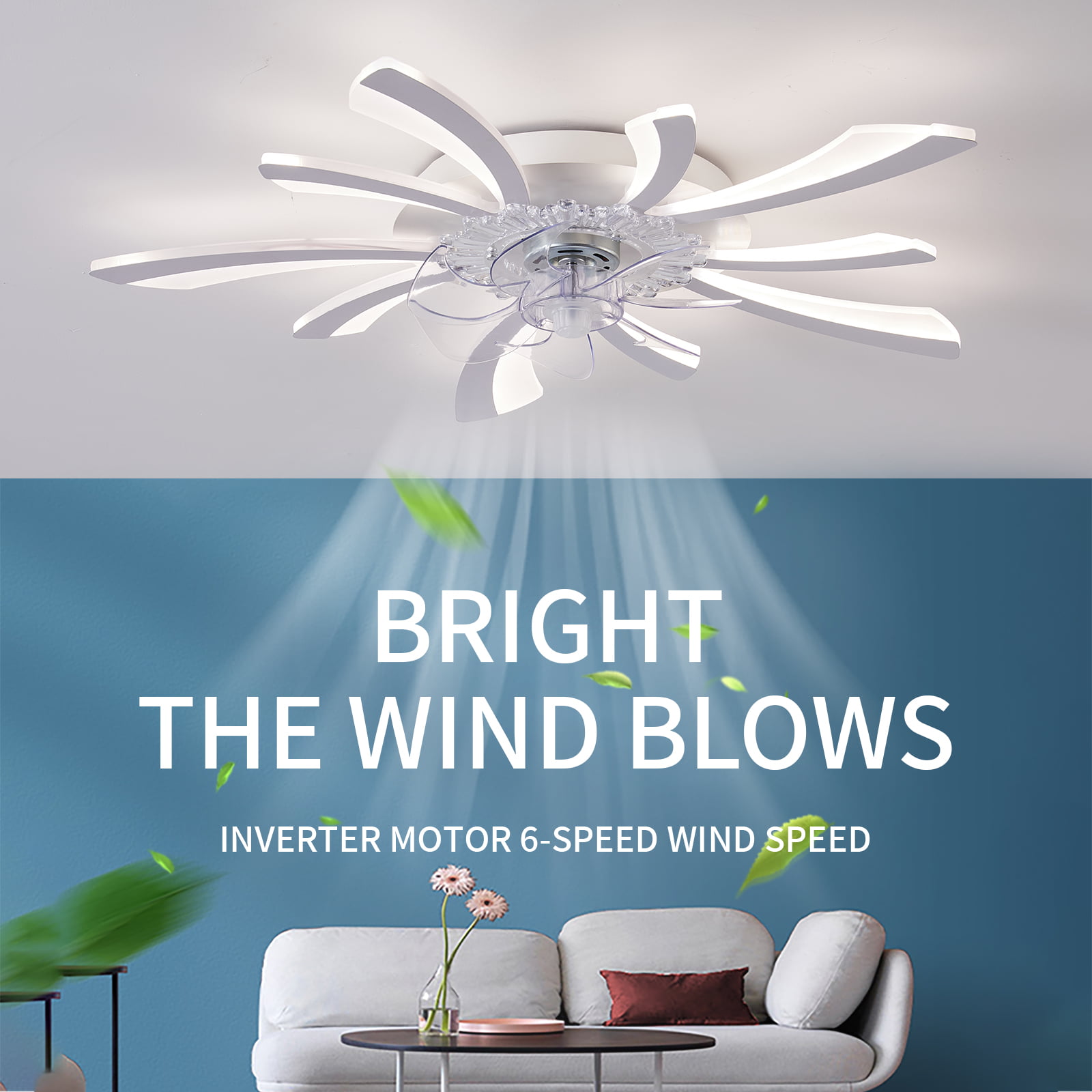 30.7″ Ceiling Fans with Lights and Remote Control.Modern Flush Mount 3 Color Changeable. 6 Speeds Dimmable Round Low Profile Ceiling Fan for Bedroom Children-s Room Dining Room Living Room