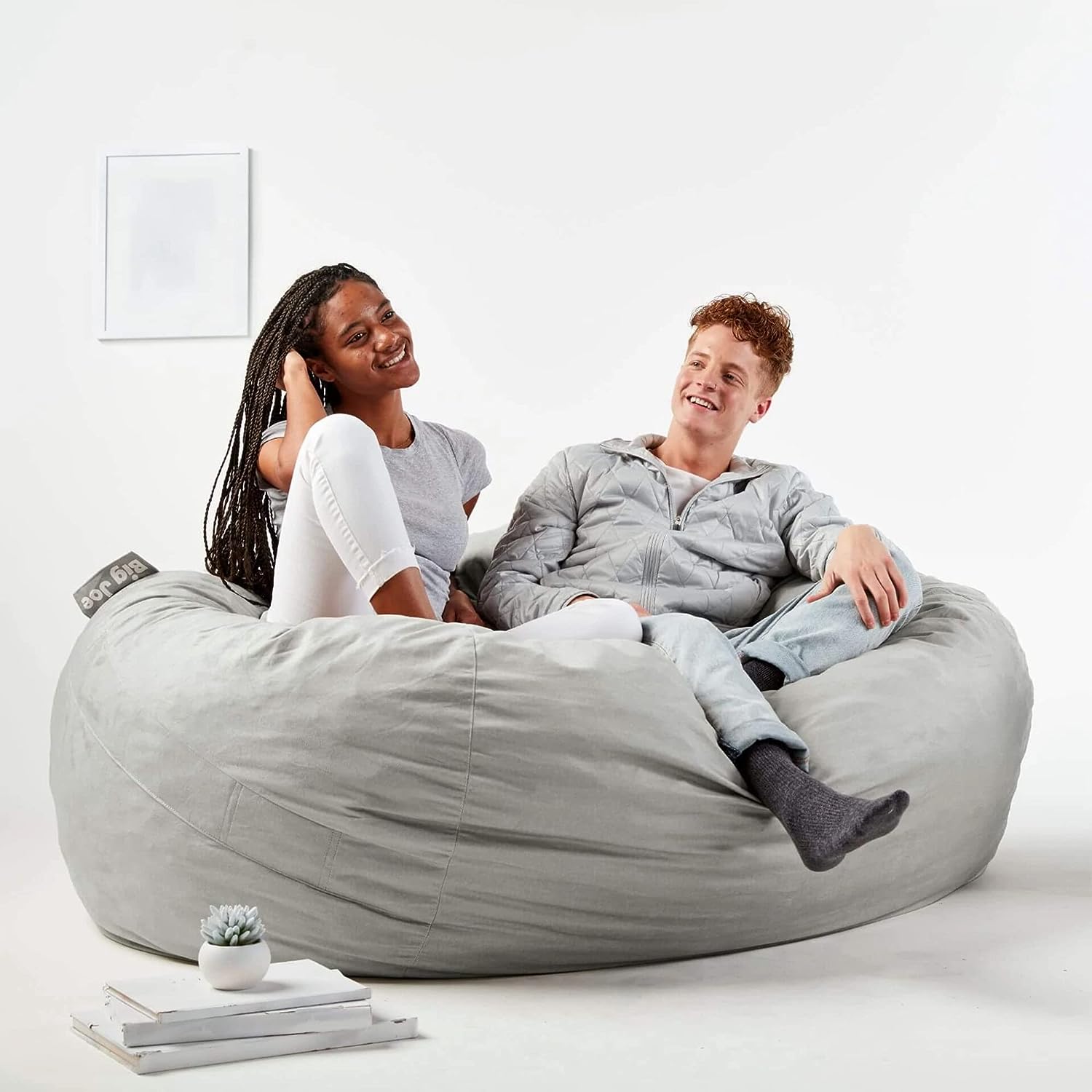 Big Joe Fuf XL Foam Filled Bean Bag Chair with Removable Cover. Fog Lenox. Durable Woven Polyester. 5 feet Giant