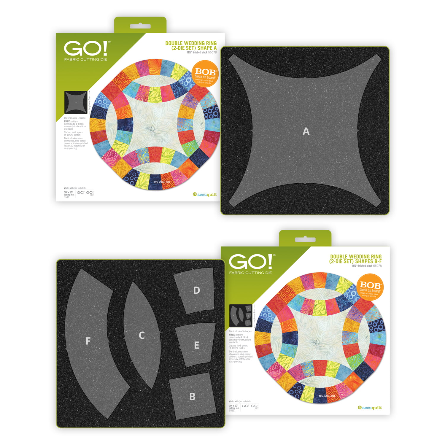 AccuQuilt GO! Double Wedding Ring-11 1/2″ Finished (2-Die Set) Fabric Cutting Die