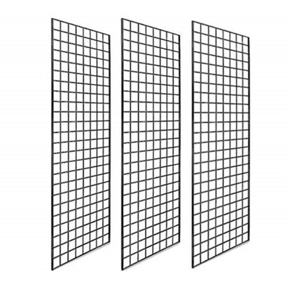 Only Hangers 1900BLK - 3PCS 72 in. H x 24 in. W Grid Wall Panels for Retail Display (3-Grids) Black