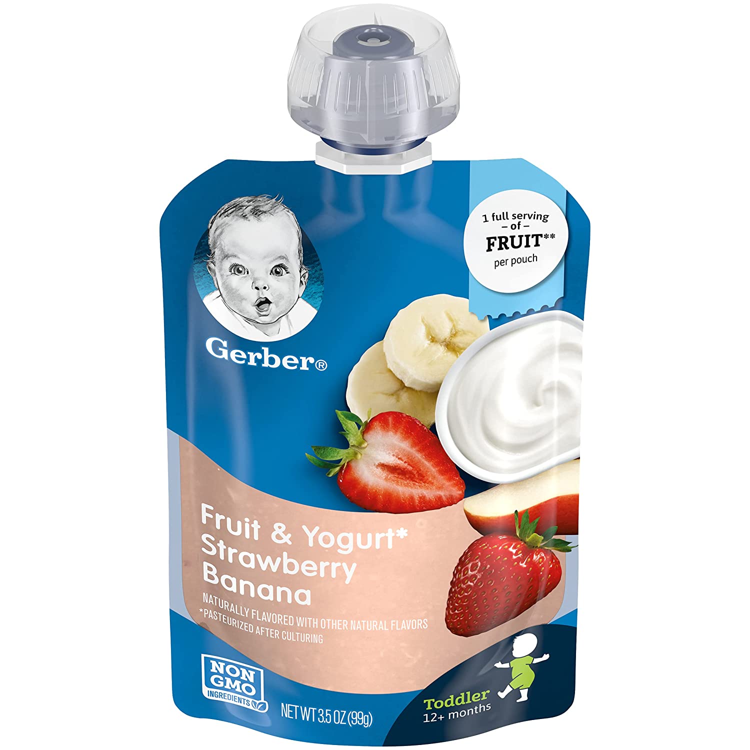 Gerber Purees Strawberry Banana Yogurt Toddler Pouch. 3.5 Ounces. Toddler Pouch (Pack of 12)