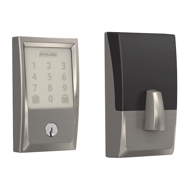 Schlage  Encode Century Satin Nickel Wi-fi Compatibility Single Cylinder Electronic Deadbolt Lighted Keypad Touchscreen Smart Lock
