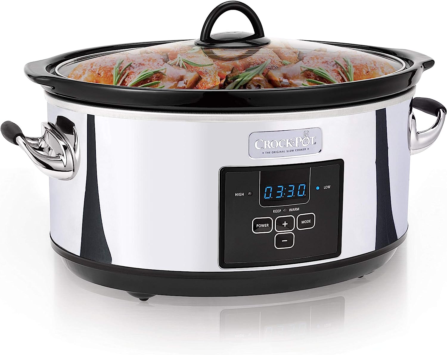 Crock-Pot 7 Quart Programmable Slow Cooker with Digital Timer. Food Warmer. Polished Platinum