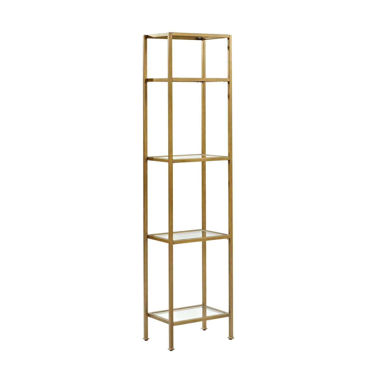 Crosley Furniture 12″W x 18″D x 73″H 4-Shelf Freestanding Shelves. Gold