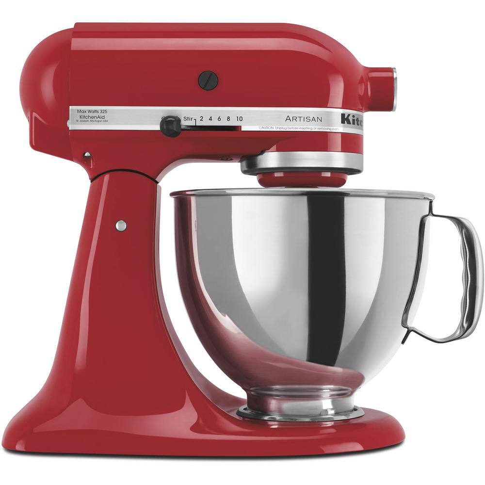 KitchenAid  Artisan 5 Qt. 10-Speed Empire Red Stand Mixer with Flat Beater. 6-Wire Whip and Dough Hook Attachments