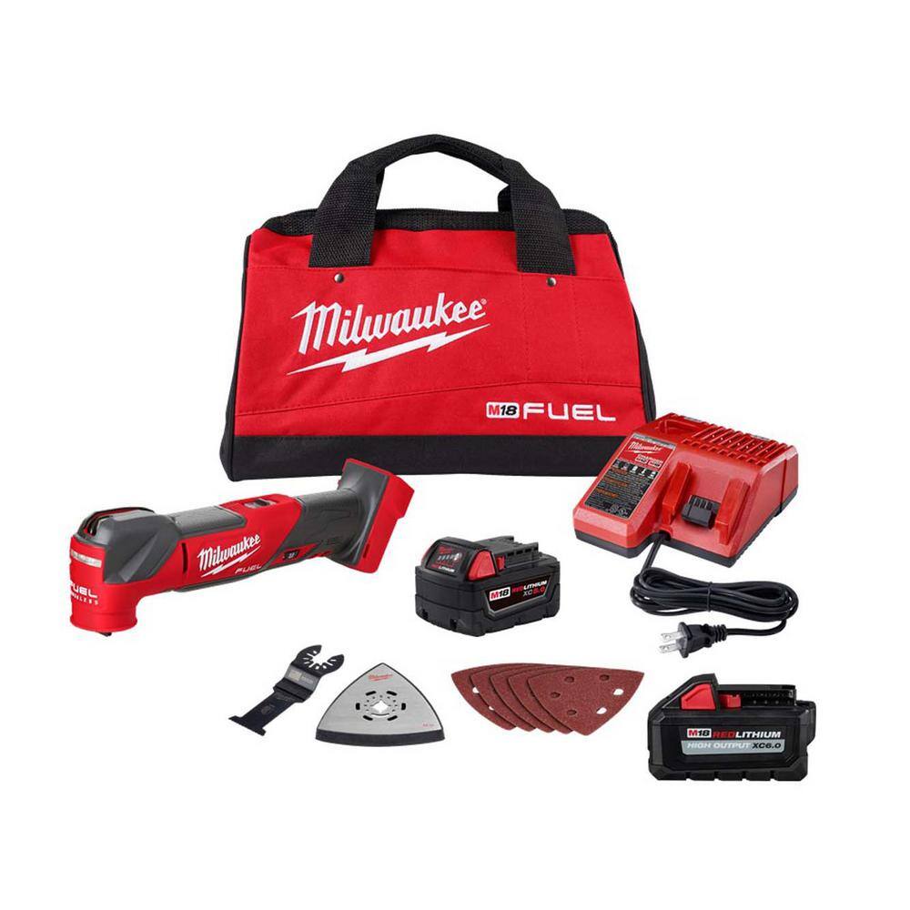 Milwaukee 2836-21-48-11-1865 M18 FUEL 18V Lithium-Ion Cordless Brushless Oscillating Multi-Tool Kit with Extra 6.0ah Battery