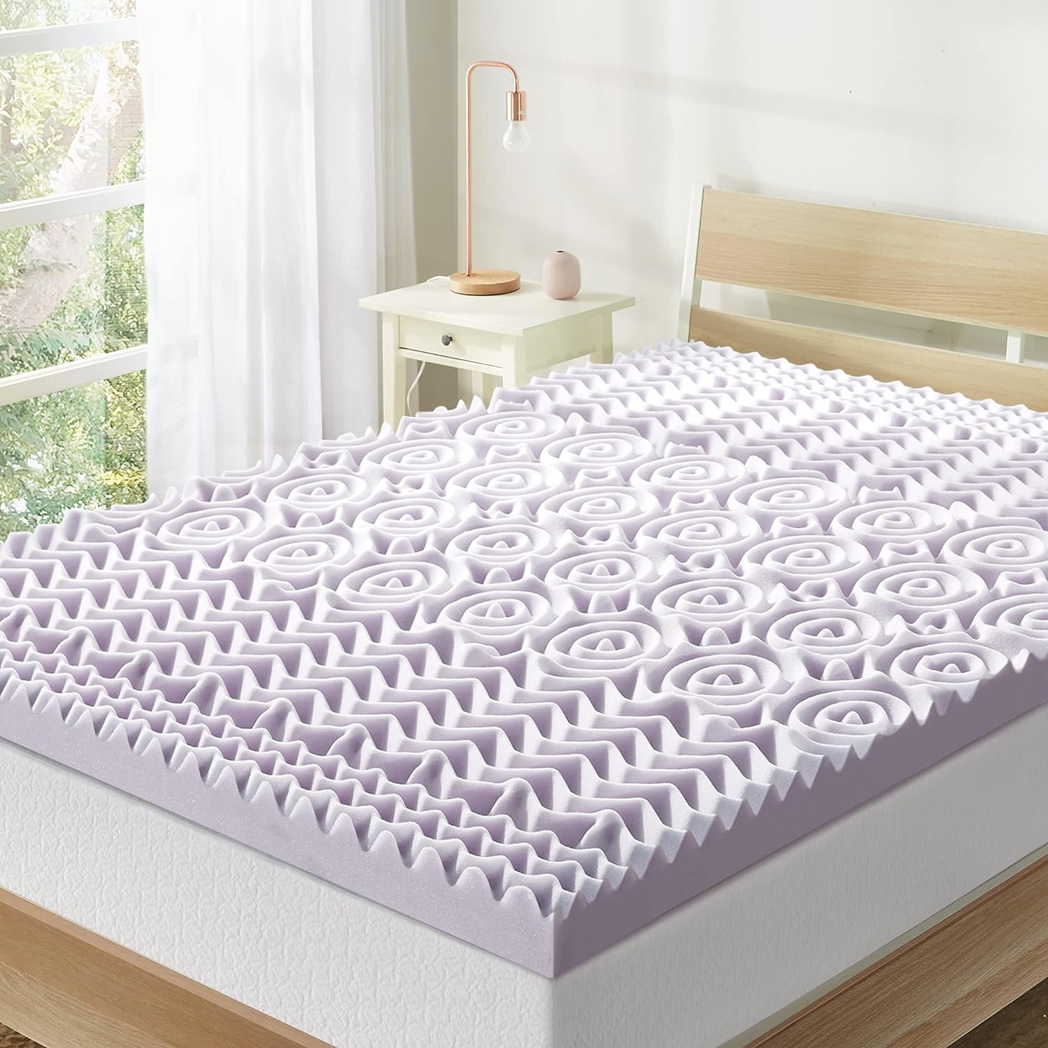 Mellow 3 Inch 5-Zone Memory Foam Mattress Topper. Soothing Lavender Infusion. King