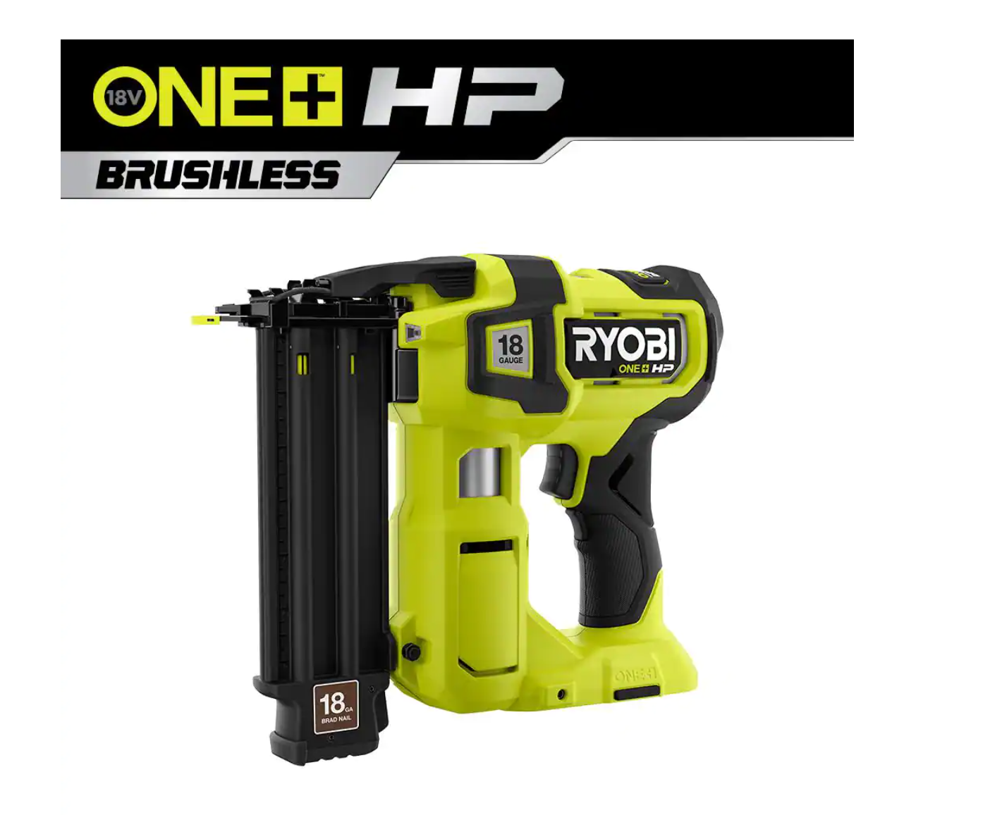 RYOBI P322 ONE+ HP 18V 18-Gauge Brushless Cordless AirStrike Brad Nailer (Tool Only)
