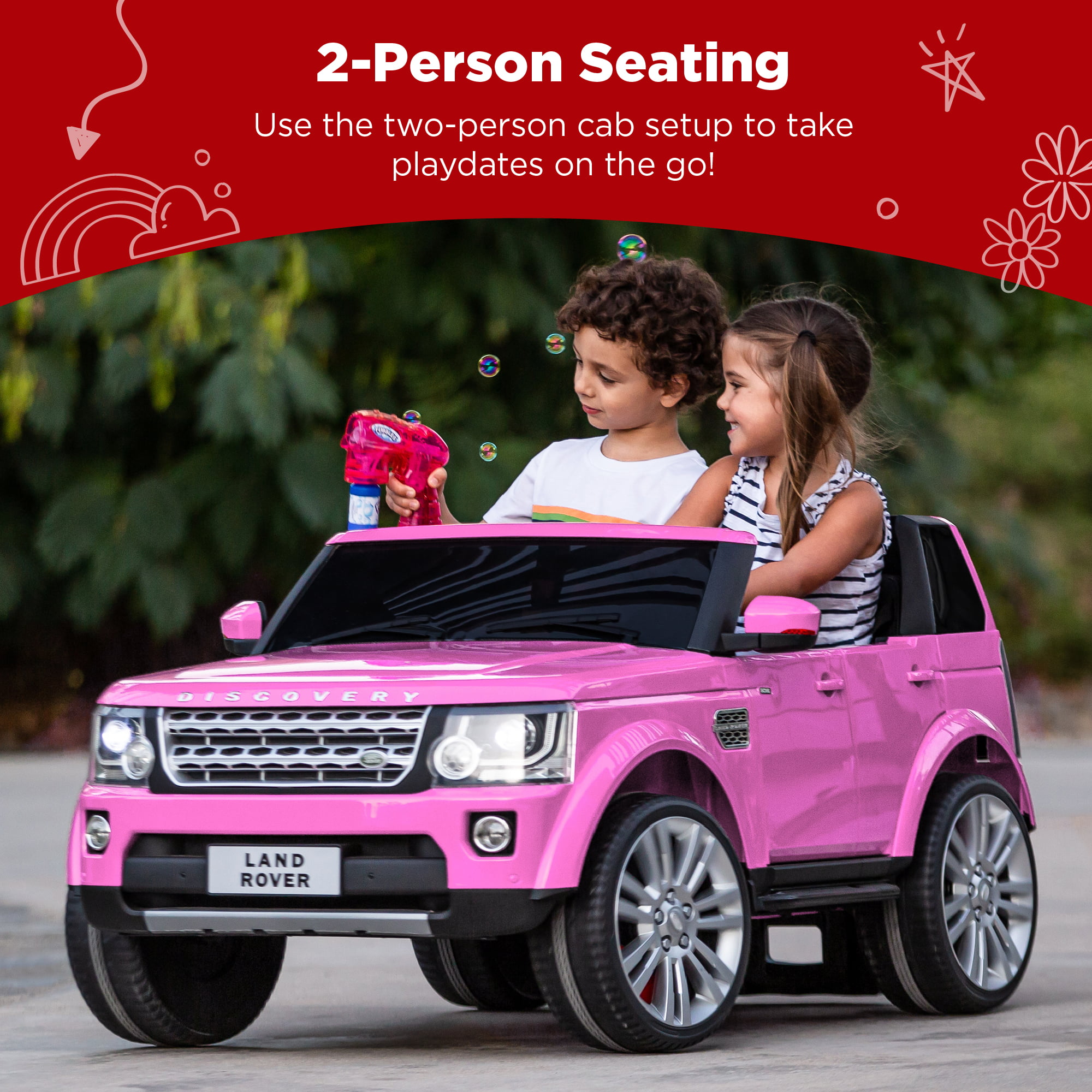 Best Choice Products 12V 3.7 MPH 2-Seater Licensed Land Rover Ride On Car Toy w/ Parent Remote Control - Pink