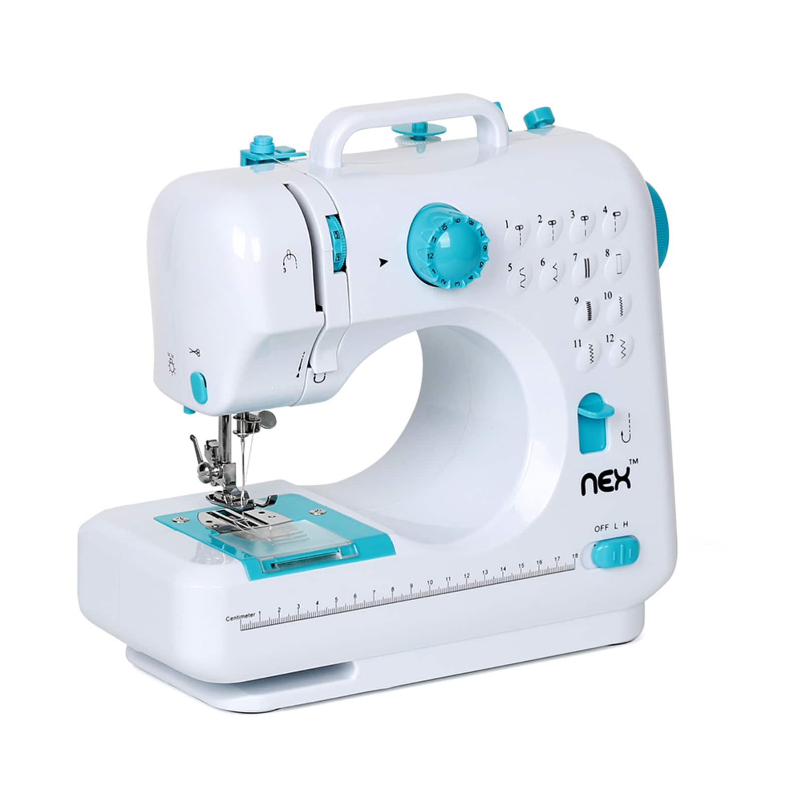 NEX Indigo Blue Modern Crafting Sewing Machine with 12 Built-In Stitches