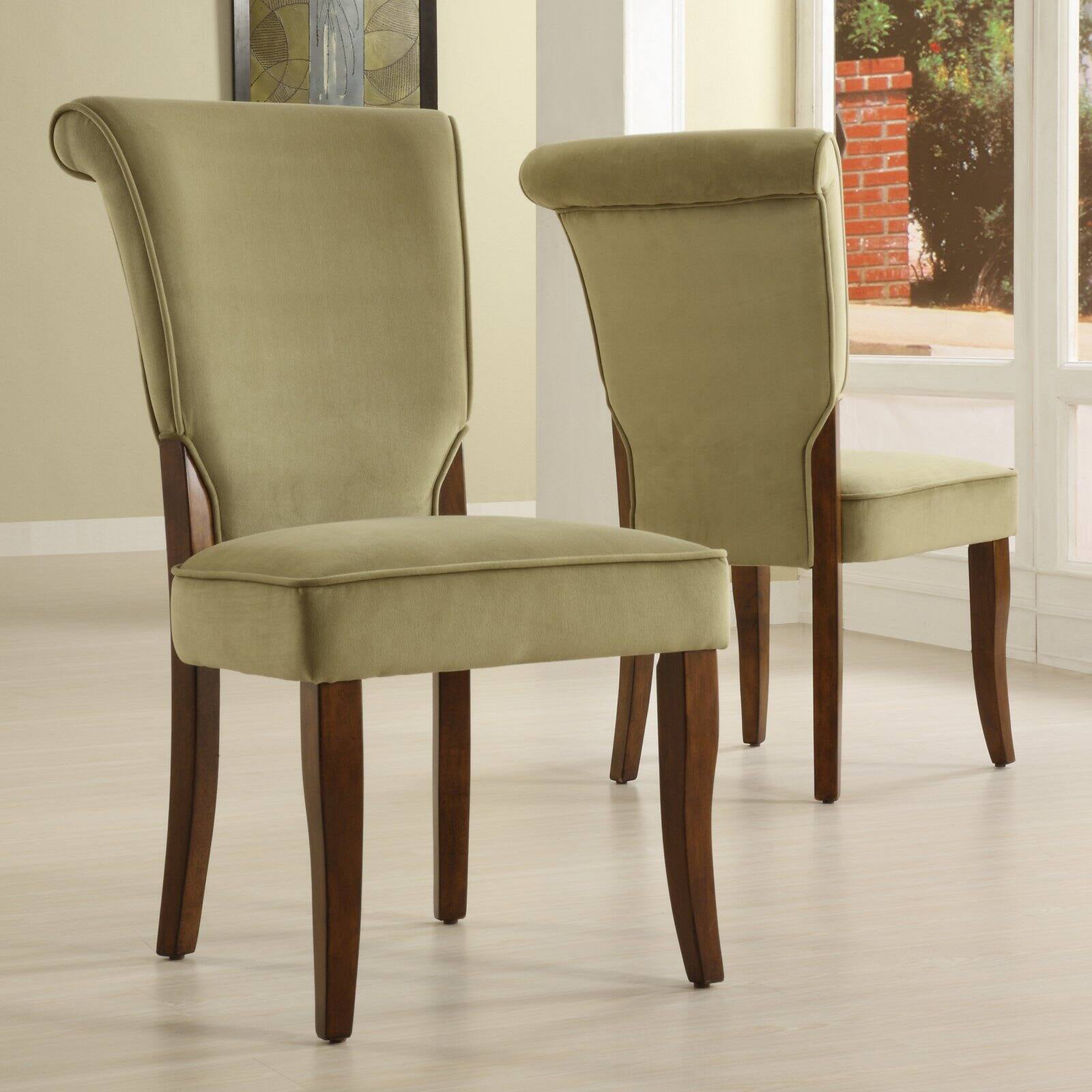 Weston Home Alamosa Velvet Parson Chairs - Set of 2. Olive