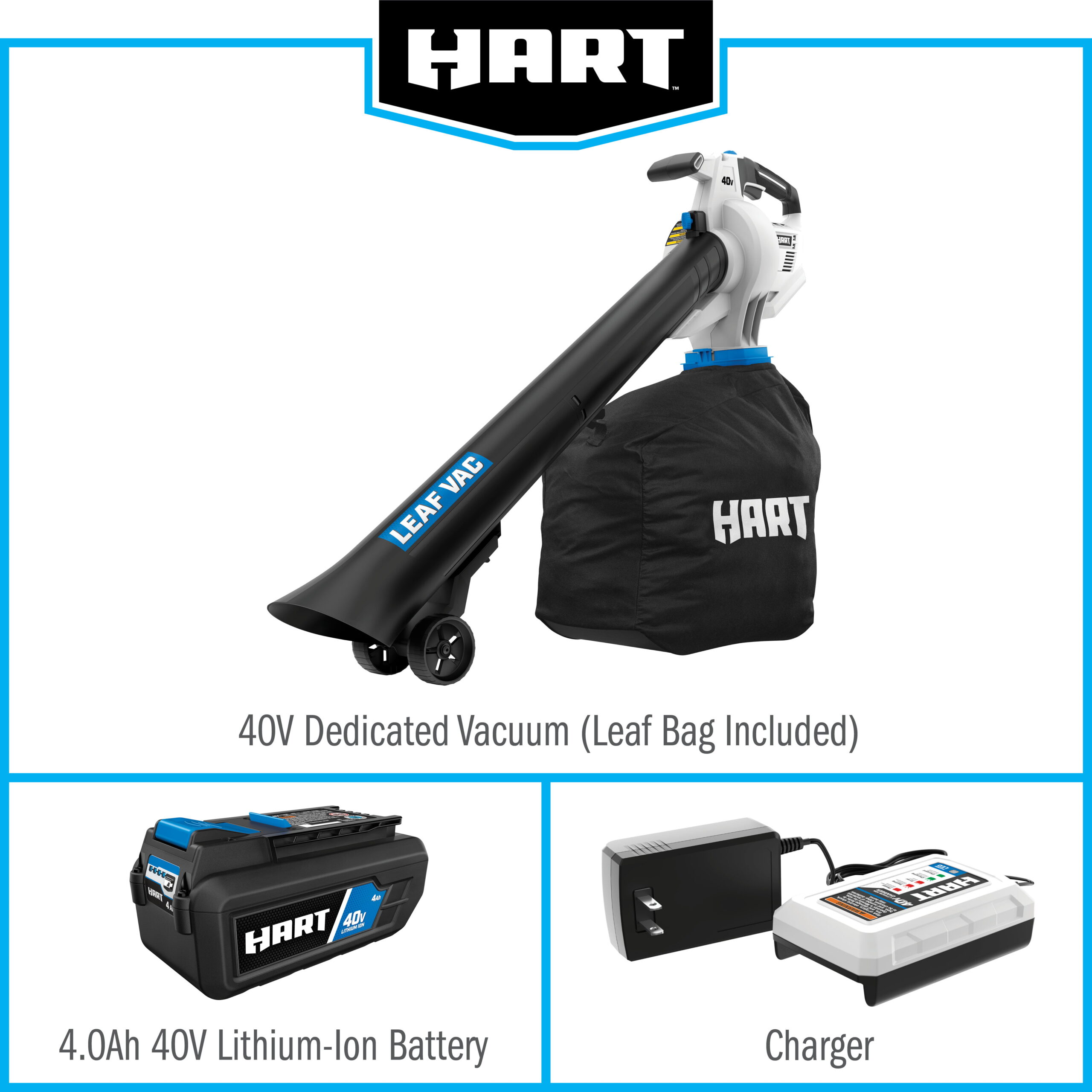 HART 40-Volt Cordless Leaf Vacuum Kit. (1) 4.0Ah Lithium-Ion Battery