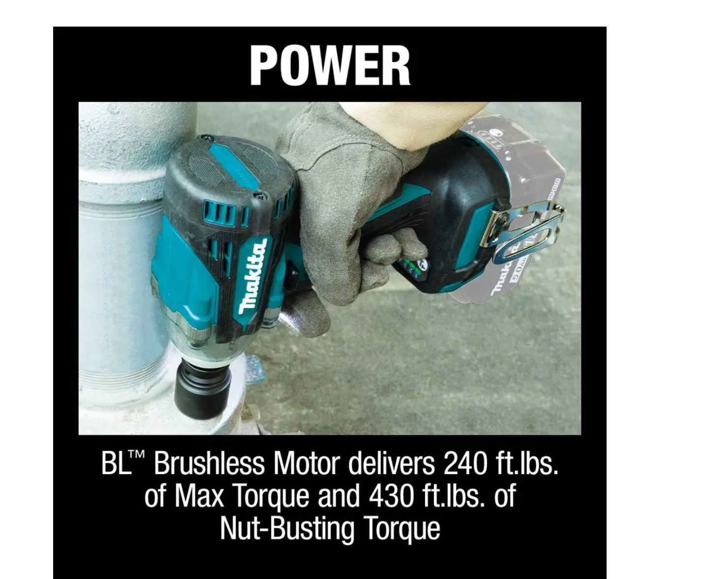 Makita XWT14Z 18V LXT Lithium-Ion Brushless Cordless 4-Speed 1/2 in. Sq. Drive Impact Wrench w/ Friction Ring Anvil. Tool Only