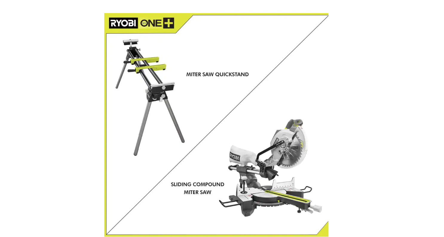 RYOBI Miter Saw TSS103-A18MS01G 15 Amp 10 in. Sliding Compound and Universal QUICKSTAND
