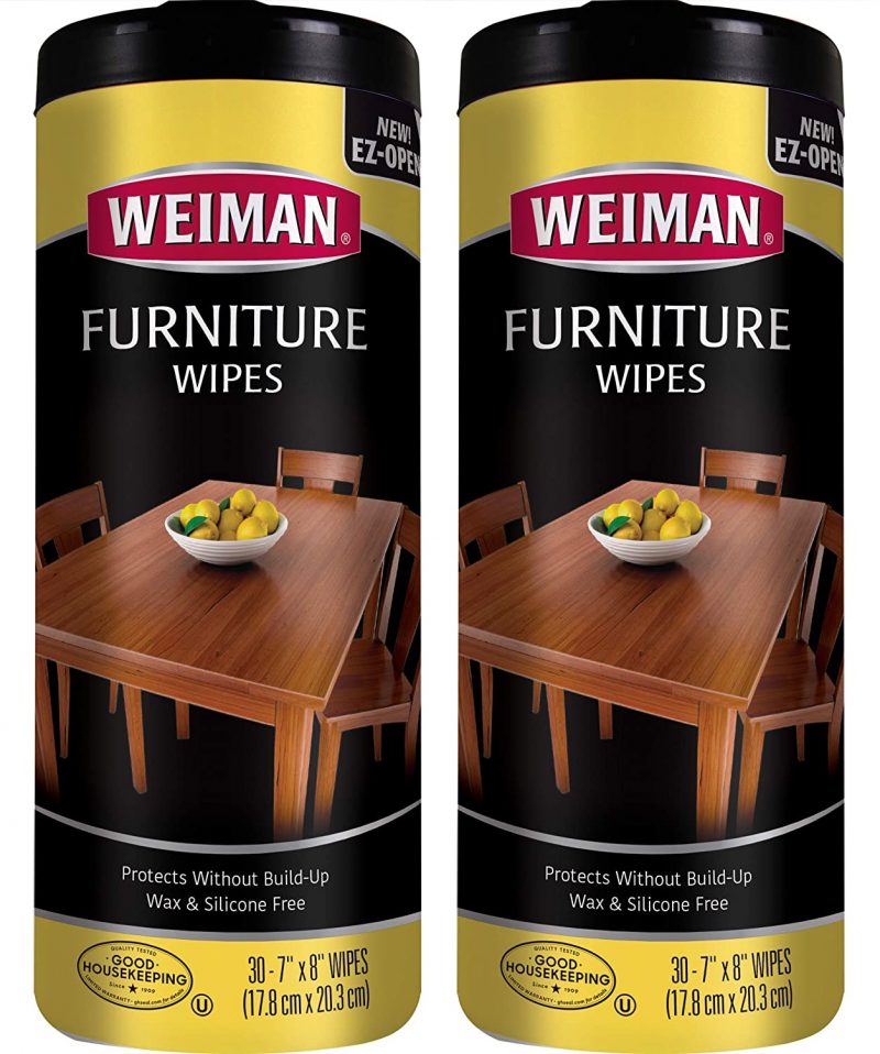 Weiman Wood Cleaner and Polish Wipes - Non-Toxic for Furniture - 30 Count 2 Pack