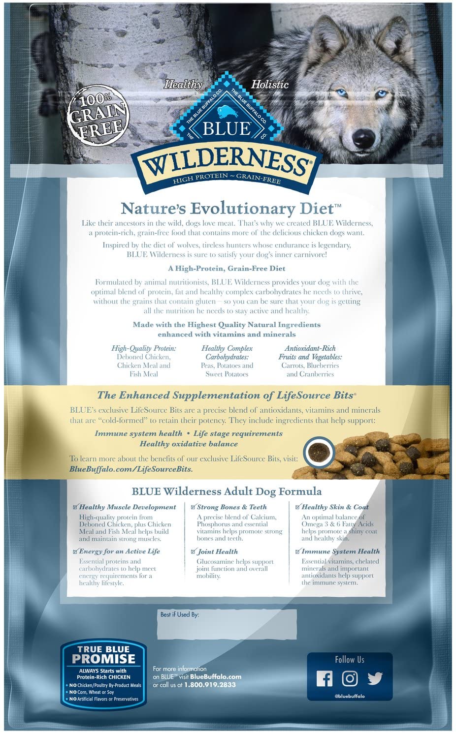 Blue Buffalo Wilderness High Protein. Natural Adult Dry Dog Food. Chicken 4.5-lb