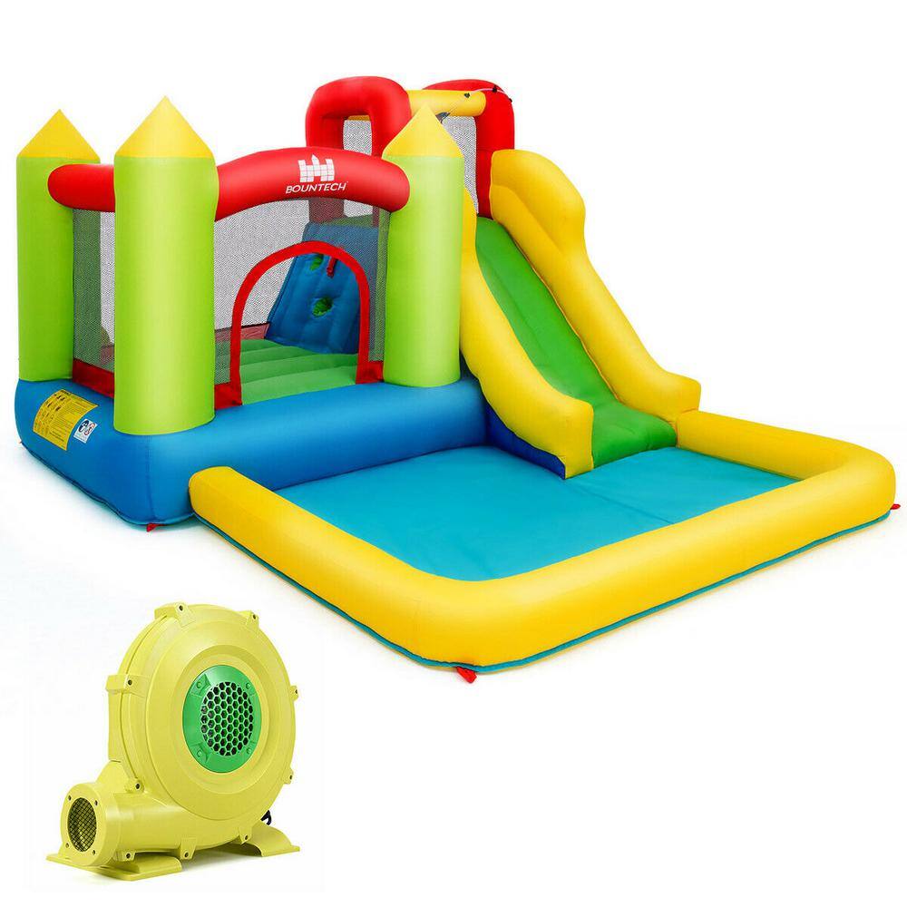 Gymax GYM04200 138 in. x 110.5 in. x 75 in. Cloth Yellow Outdoor Inflatable Bounce House Water Slide Climb Bouncer Pool