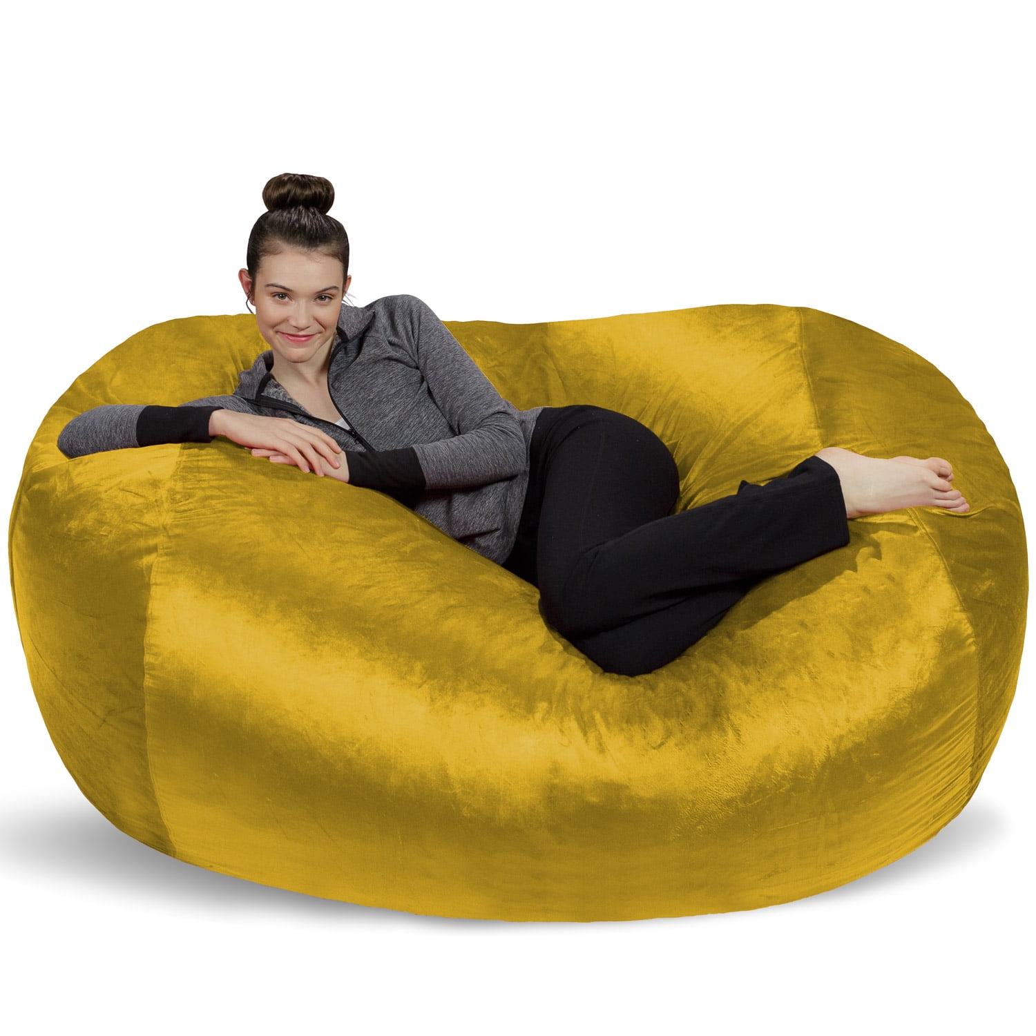 Sofa Sack Bean Bag Chair. Memory Foam Lounger with Microsuede Cover. Kids. Adults. 6 ft. Lemon