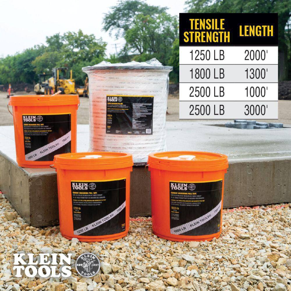 Klein Tools 50142 3000 ft. Conduit Measuring Pull Tape 2500 lbs. Tensile Strength