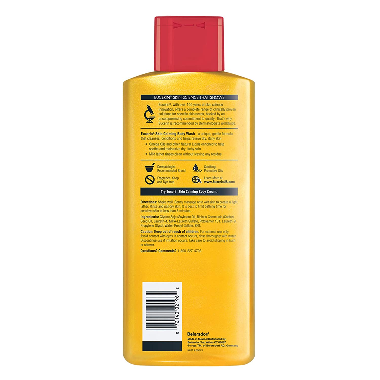 Eucerin Skin Calming Body Wash - Cleanses and Calms to Help Prevent Dry