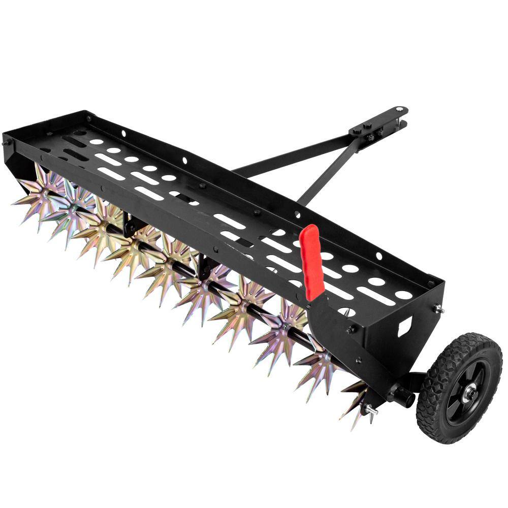 Unbranded LTA-003A-HD 40 in. Tow Behind Spike Aerator with Galvanized Steel Tines. Outdoor Durable Lawn Aerator Soil Penetrator Spikes Tractor