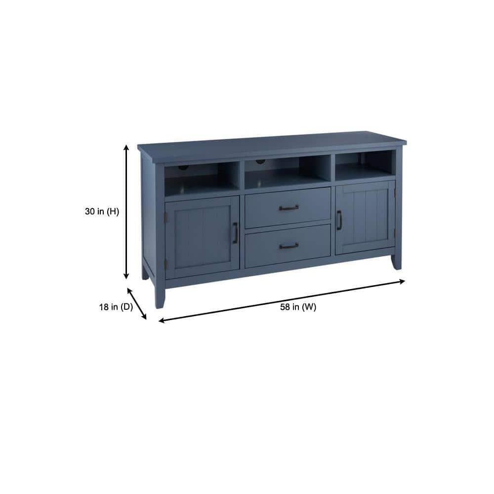 Home Decorators Collection Whitford Steel Blue Wood TV Stand with Two Doors and Two Drawers (58 in. W x 30 in. H)