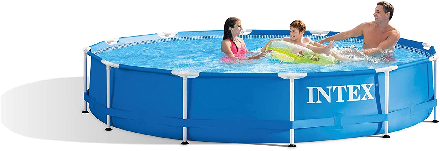 Intex 28211EH 12-Foot x 30-inch Metal Frame Round 6 Person Outdoor Above Ground Swimming Pool with GFCI Filter Pump and Pool Cover