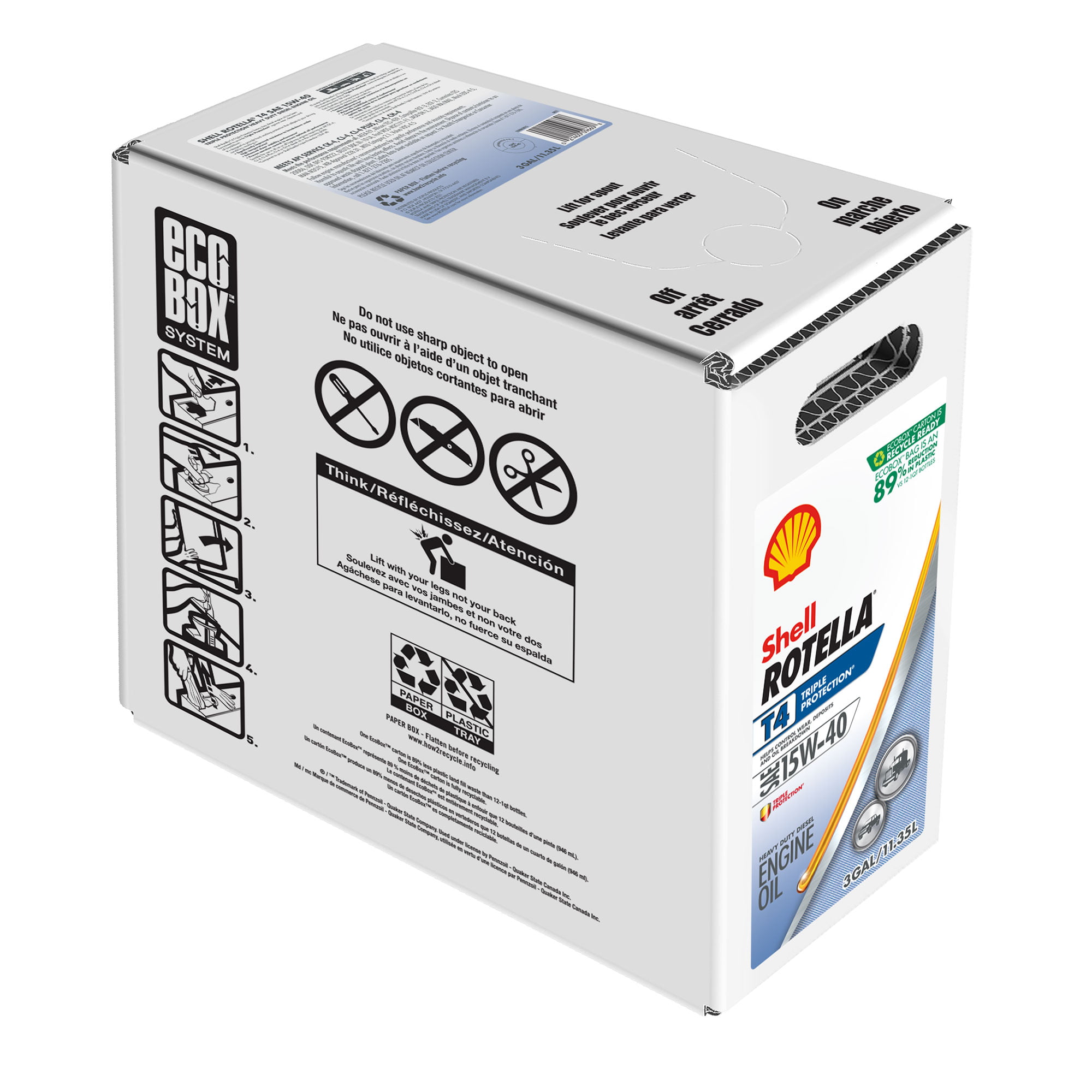 Shell Rotella T4 Triple Protection 15W-40 Diesel Motor Oil. 3 Gallon