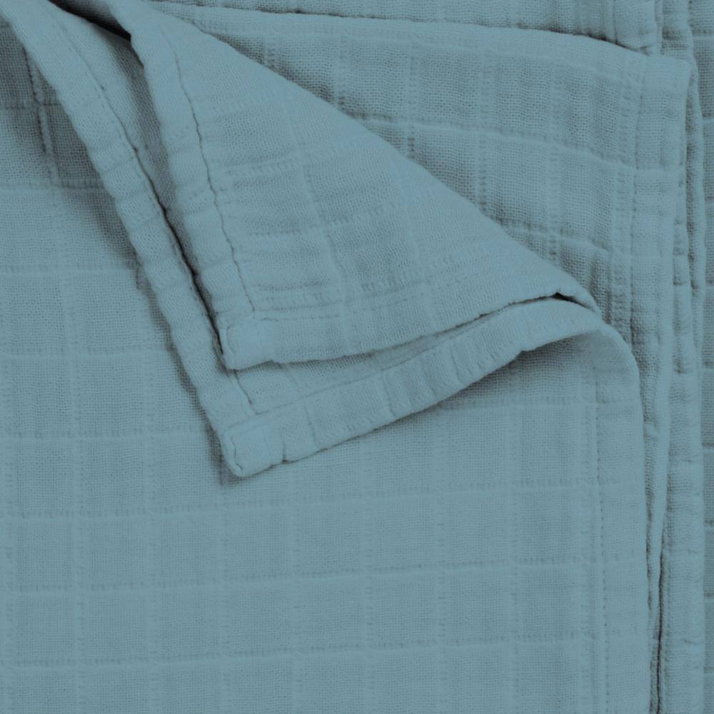 The Company Store  Gossamer Mineral Teal Solid Cotton King Woven Blanket - Mineral Teal