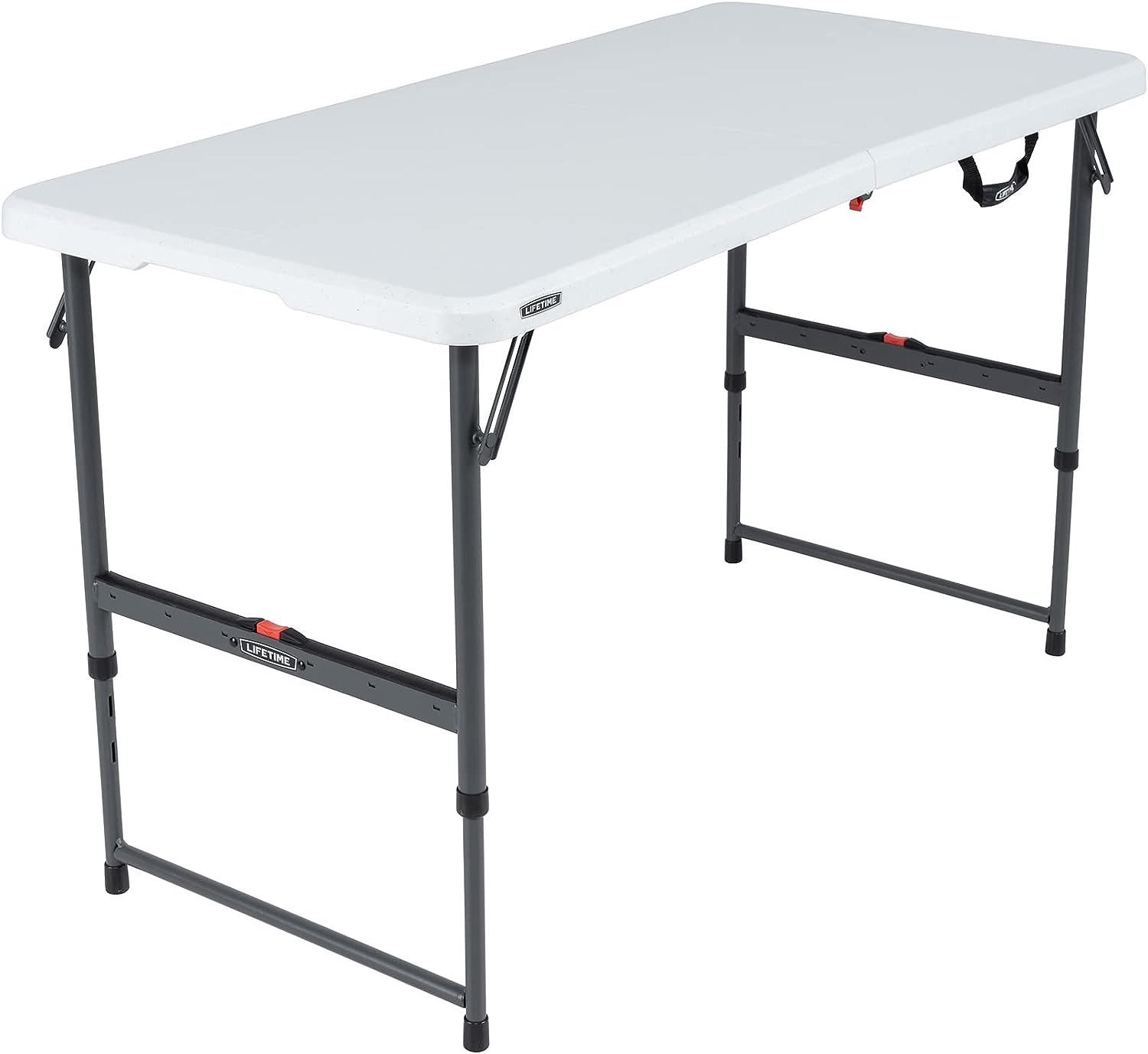 Lifetime Height Adjustable Folding Table. 4 Foot. Almond
