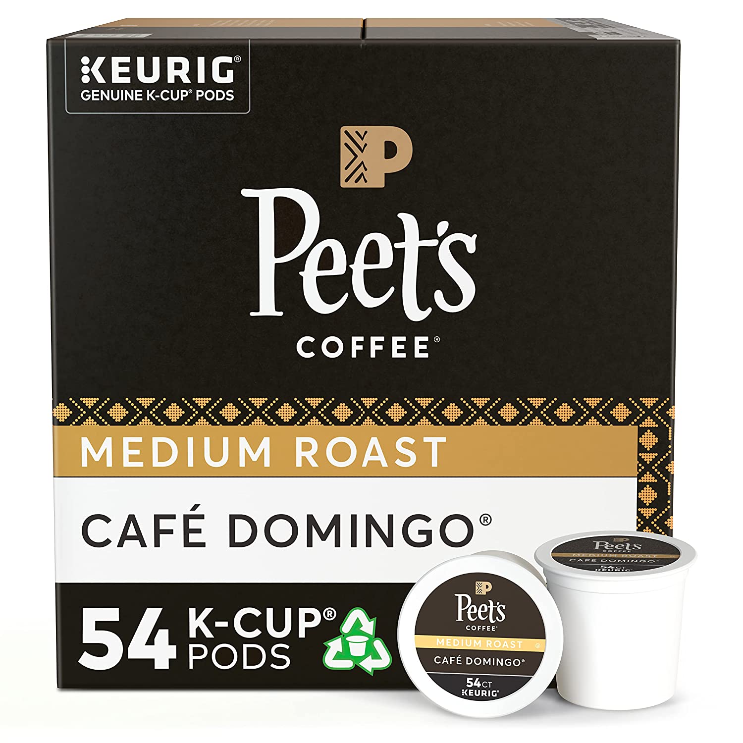 Peet-s Coffee Café Domingo. Medium Roast. 54 Count Single Serve K-Cup Coffee Pods for Keurig Coffee Maker