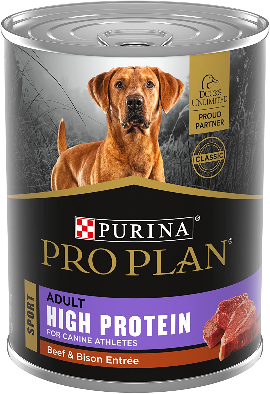Purina Pro Plan Sport. Energy & Vitality Support. High Protein. Wet Dog Food. Beef & Bison. (12) 13 oz. Cans
