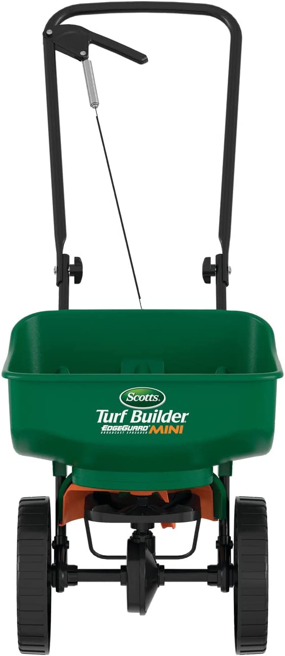 Scotts Turf Builder EdgeGuard Mini Broadcast Spreader - Holds Up to 5.000 sq. ft. of Lawn Product. Green