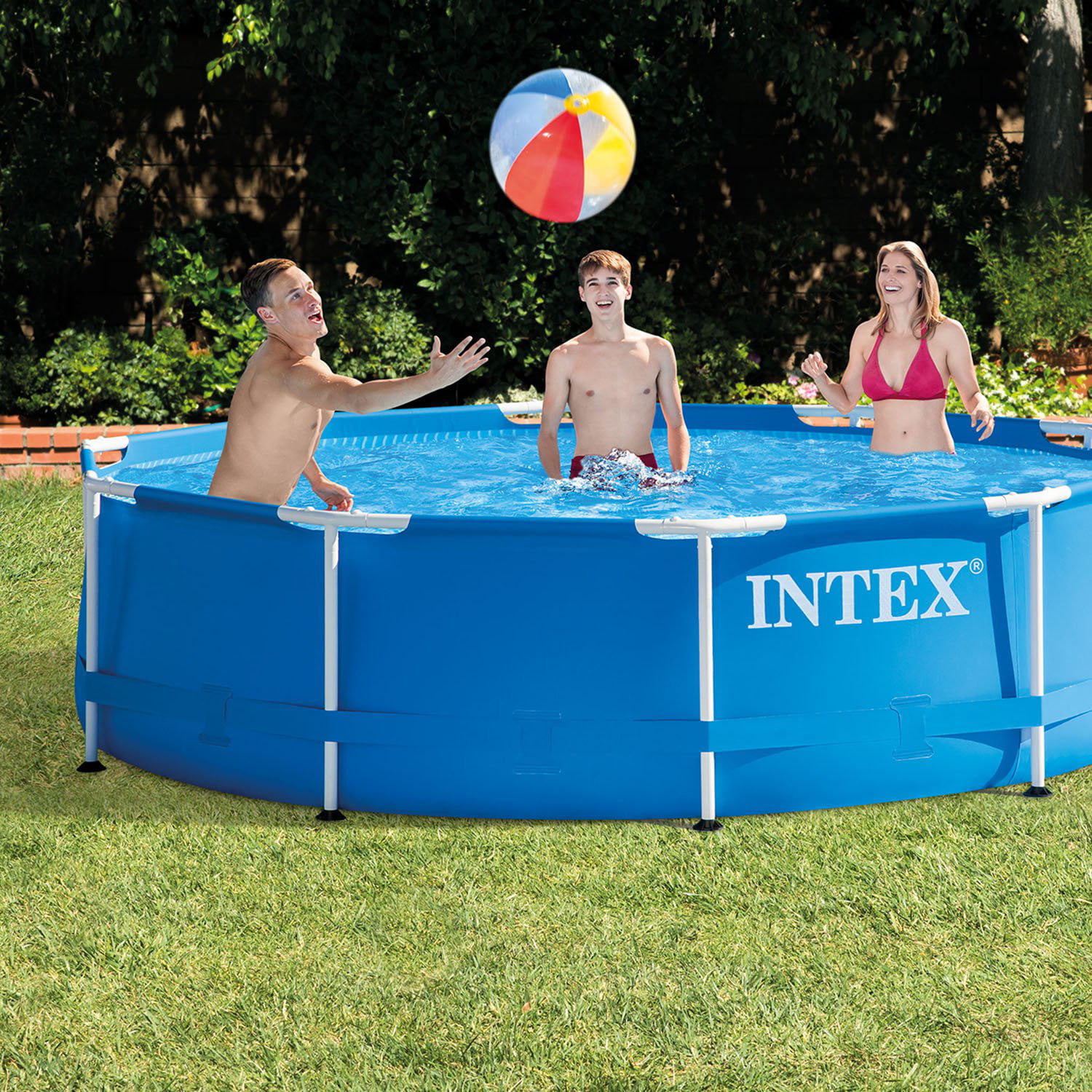 Intex 28201EH 10′ x 30″ Metal Frame Round Above Ground Swimming Pool with Pump