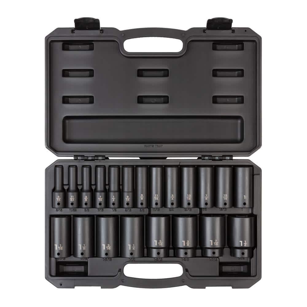 TEKTON SID92306 1/2 in. Drive Deep 6-Point Impact Socket Set. 21-Piece (5/16 in. -1-1/2 in.)