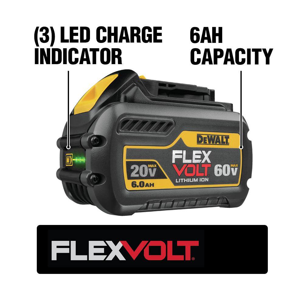 DEWALT DCB606C FLEXVOLT 20V/60V MAX Lithium-Ion 6.0Ah Battery Pack with 6 Amp Output Charger