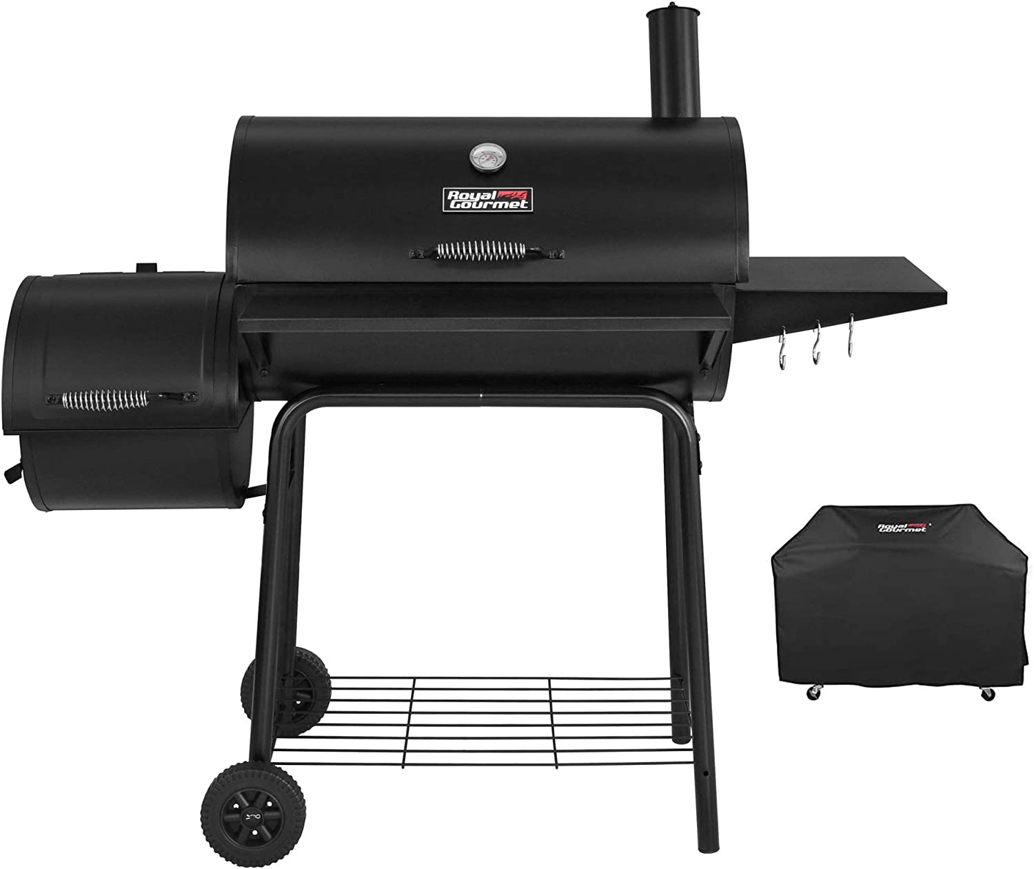 Royal Gourmet CC1830SC Charcoal Grill Offset Smoker with Cover. 811 Square Inches. Black. Outdoor Camping
