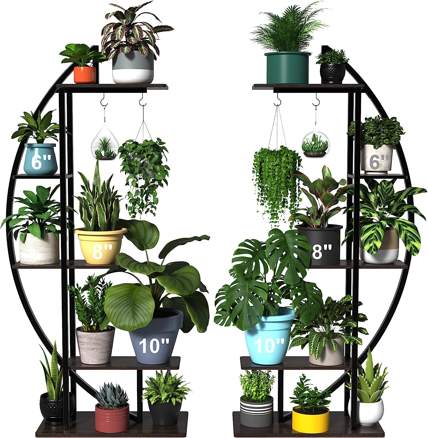 GDLF Tall Plant Stand Large Plant Shelf Indoor 71″ Metal flower rack with hanging hook. Improved Taller Design with more space for larger plants (pots up to 10″)