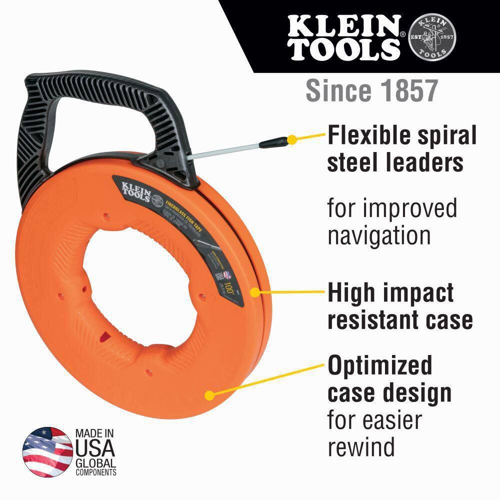 Klein Tools 56371 100 ft. Non-Conductive Fiberglass Fish Tape (56371)