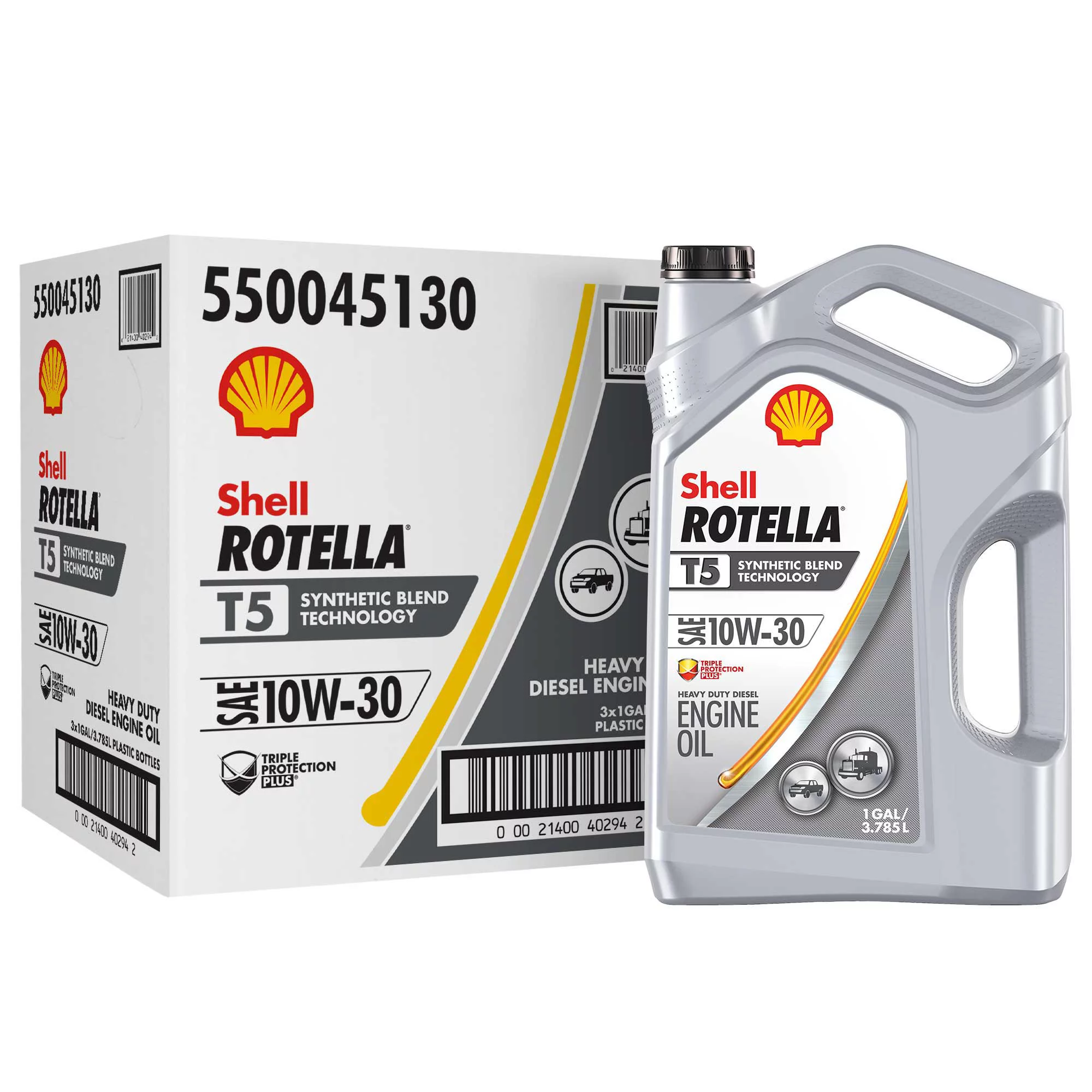 Shell Rotella T5 Synthetic Blend 10W-30 Diesel Engine Oil. 1-Gallon. 3 Pack Case