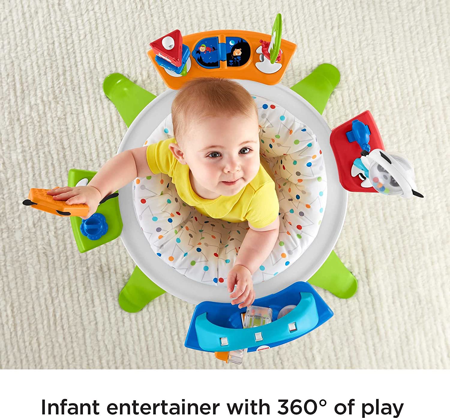 Fisher-Price Baby to Toddler -Toy 3-In-1 Spin & Sort Activity Center and Play Table with Playmat and 10+ Activities. Retro Roar