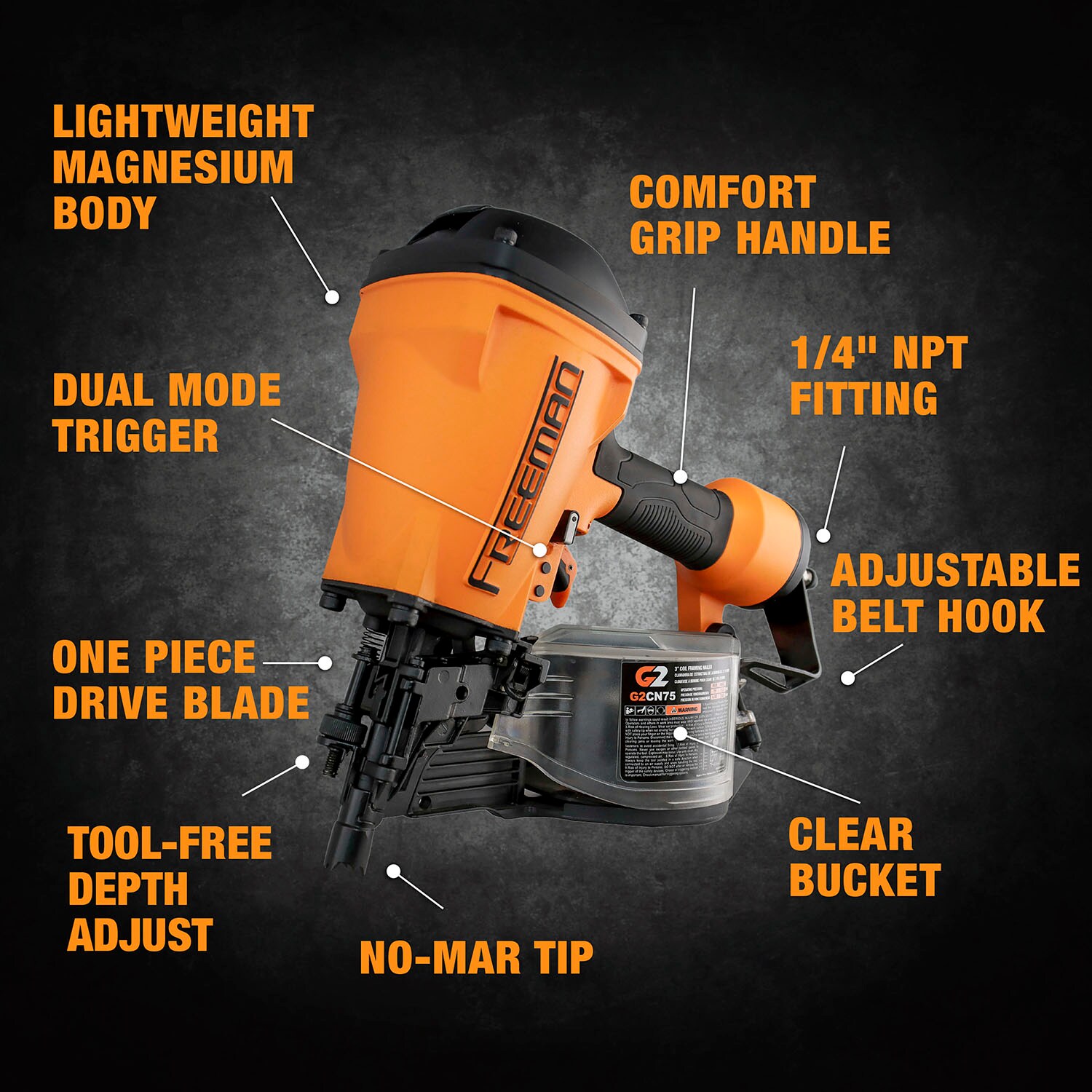 FREEMAN All-new 2nd Generation 3-in 15-Degree Pneumatic Framing Nailer