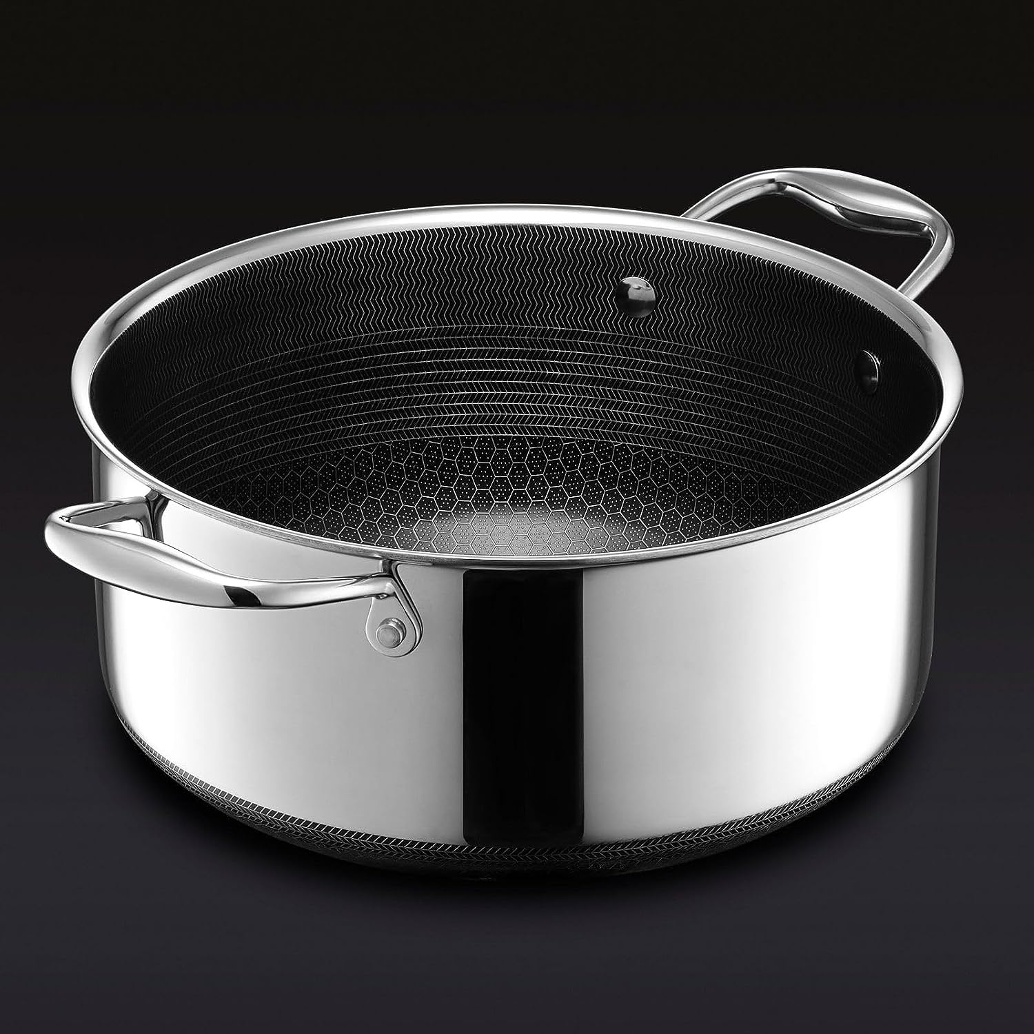 HexClad 5 Quart Hybrid Nonstick Dutch Oven and Lid. Dishwasher and Oven Friendly. Compatible with All Cooktops