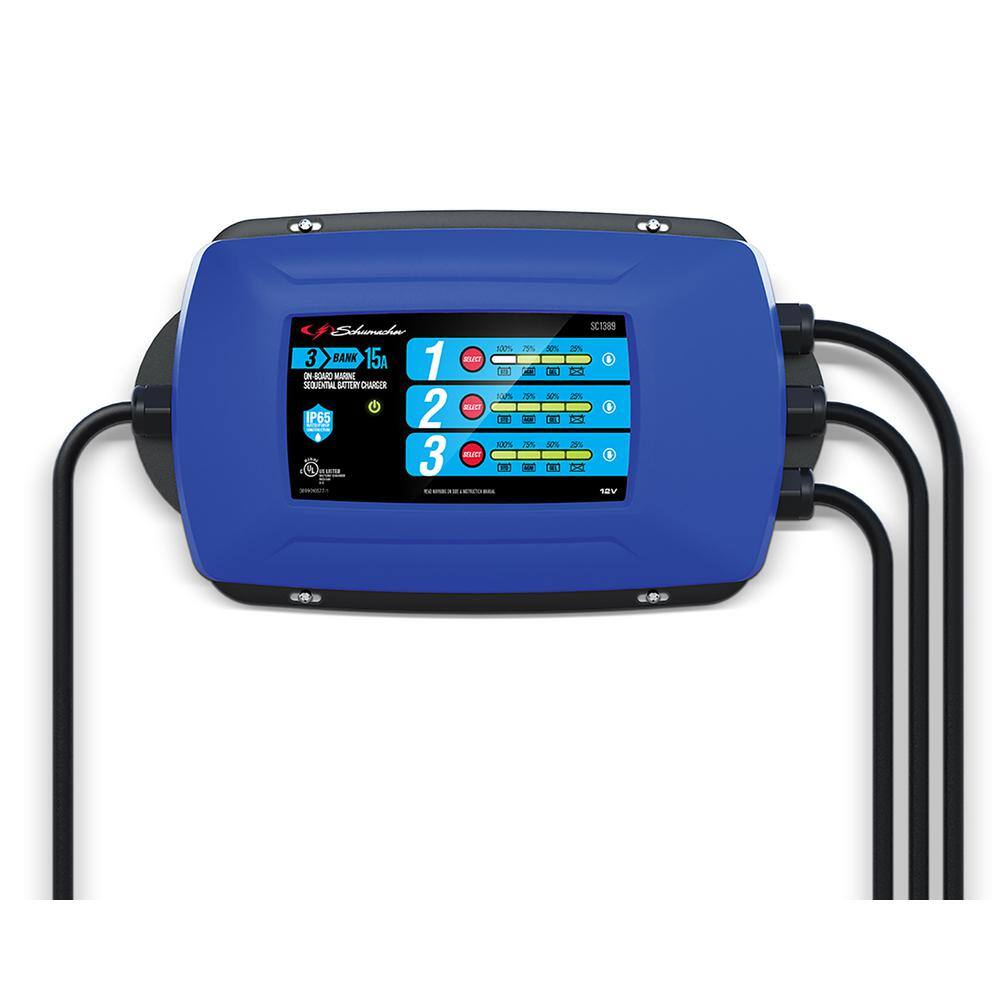 Schumacher Electric SC1389 Schumacher Ship ‘n Shore Marine 12-Volt 15-Amp Three-Bank On-Board Sequential Battery Charger