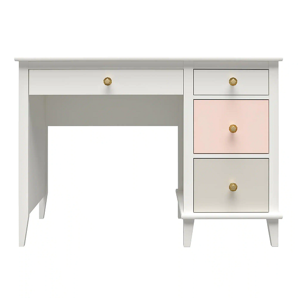 Monarch Hill Poppy White with Peach and Taupe Drawers Kids Desk