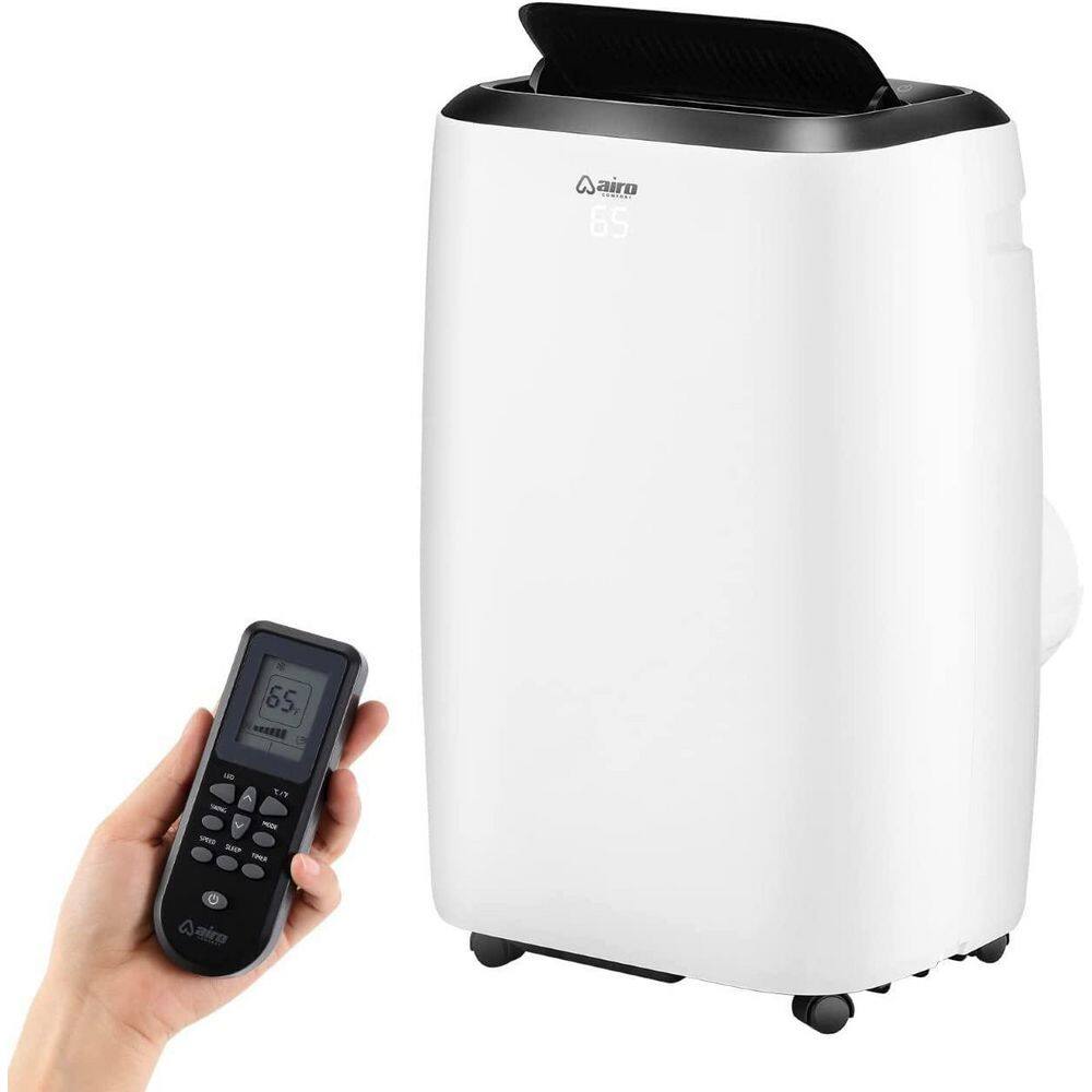 AIRO COMFORT  8.000 BTU 115-Volt Portable Air Conditioner Cools 200 sq. ft. with Dehumidifier Function and LCD Remote White