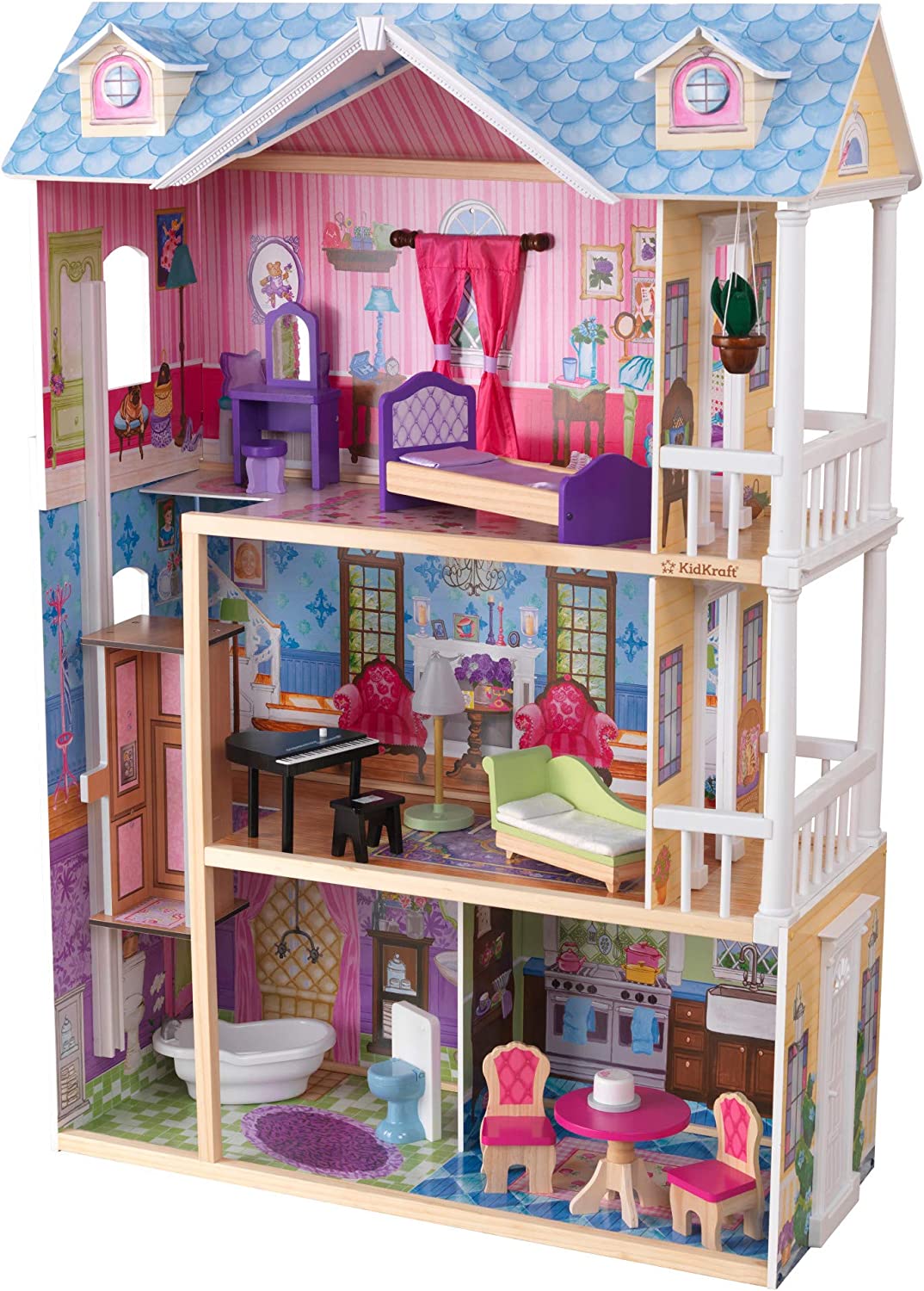 KidKraft My Dreamy Wooden Dollhouse with Lights and Sounds. Elevator and 14 Accessories. Gift for Ages 3+