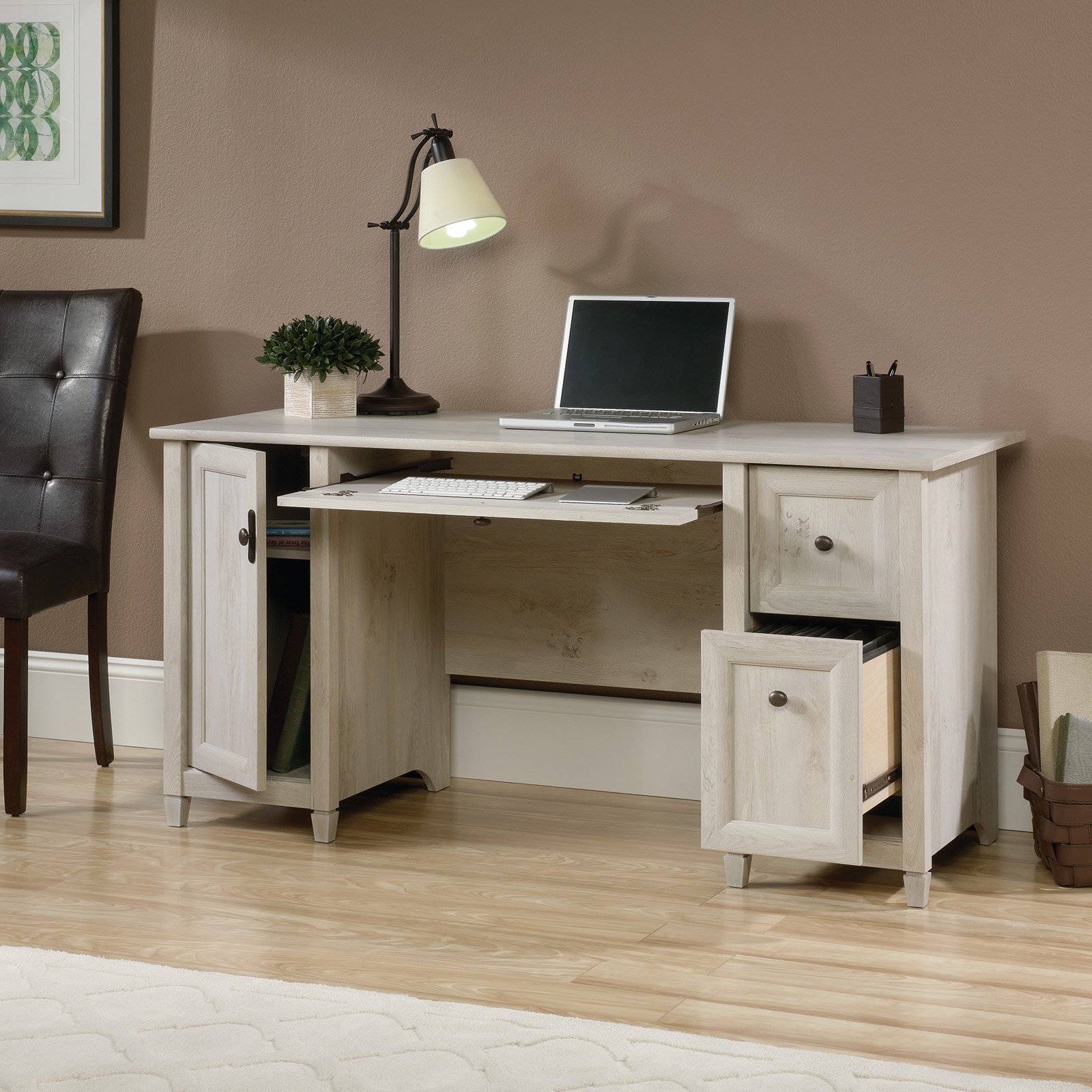 Sauder Edge Water Computer Desk. Chalked Chestnut